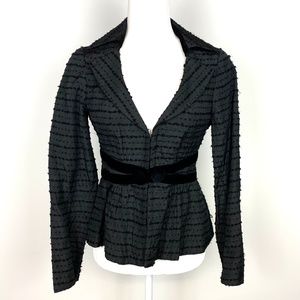 Nanette Lepore Black Blazer Jacket Velvet Waist 4